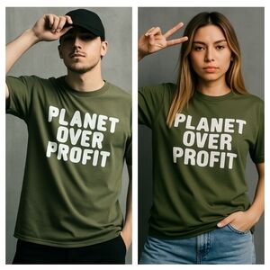 Eco Planet Over Profit Graphic Tee L Unisex